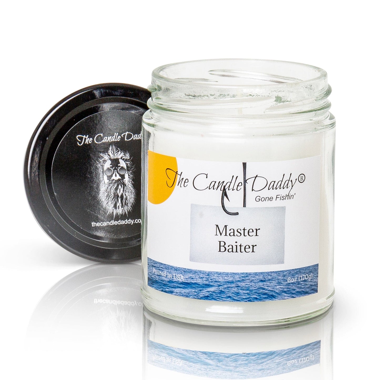 The Candle Daddy's Gone Fishin' - Master Baiter - Vanilla Hand Lotion Scented - Maximum Scent Jar Candle - 6 oz- 40 hour burn time