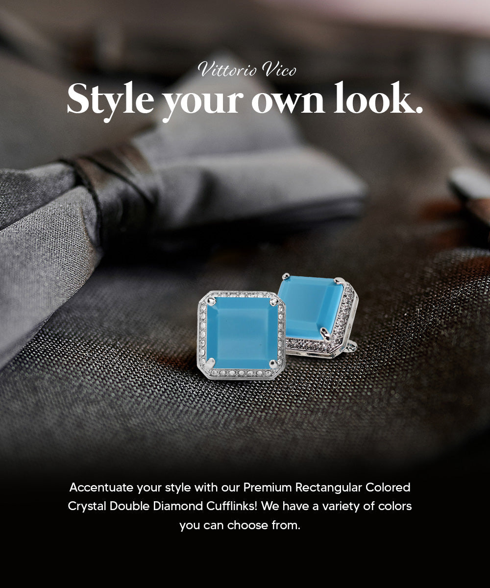 Vittorio Vico Large Big Square Crystal Colorstone Cufflinks: CL 70XX Series - Concordia Style Boutique