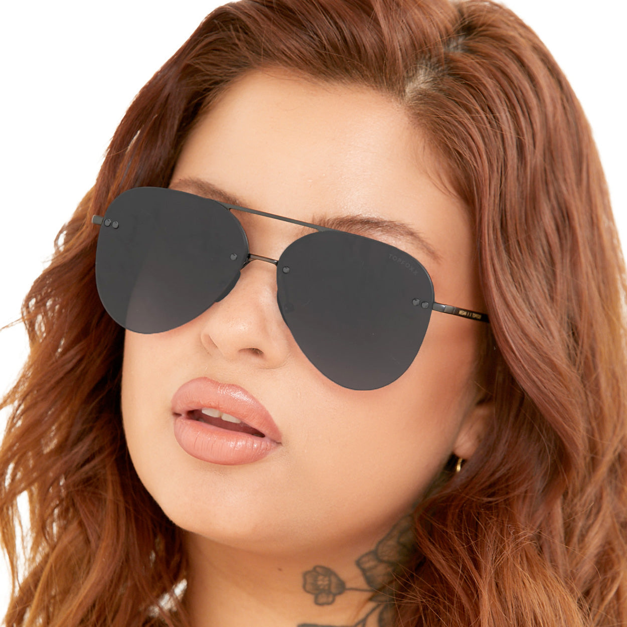 Smaller Megan 2 Jet Black- Tangle Free Aviator Sunglasses - Concordia Style Boutique