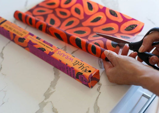 Beeswax Wrap Bulk Roll - Purple Papaya Print - Concordia Style Boutique