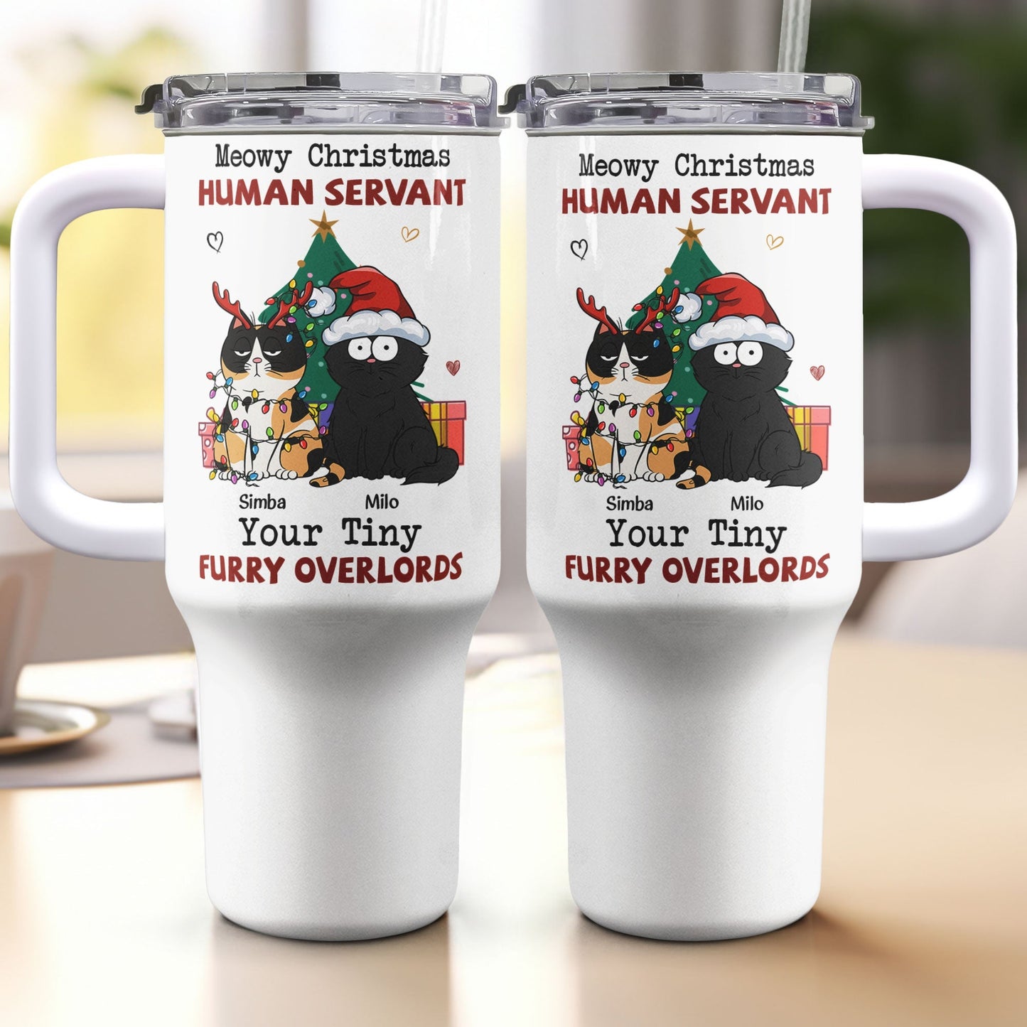 Personalized 40 oz Tumbler With Straw- " Meowy Christmas, Human Servant" - Personalized Gift - Premium Tumbler from Concordia Style Boutique - Just $32.22! Shop now at Concordia Style Boutique