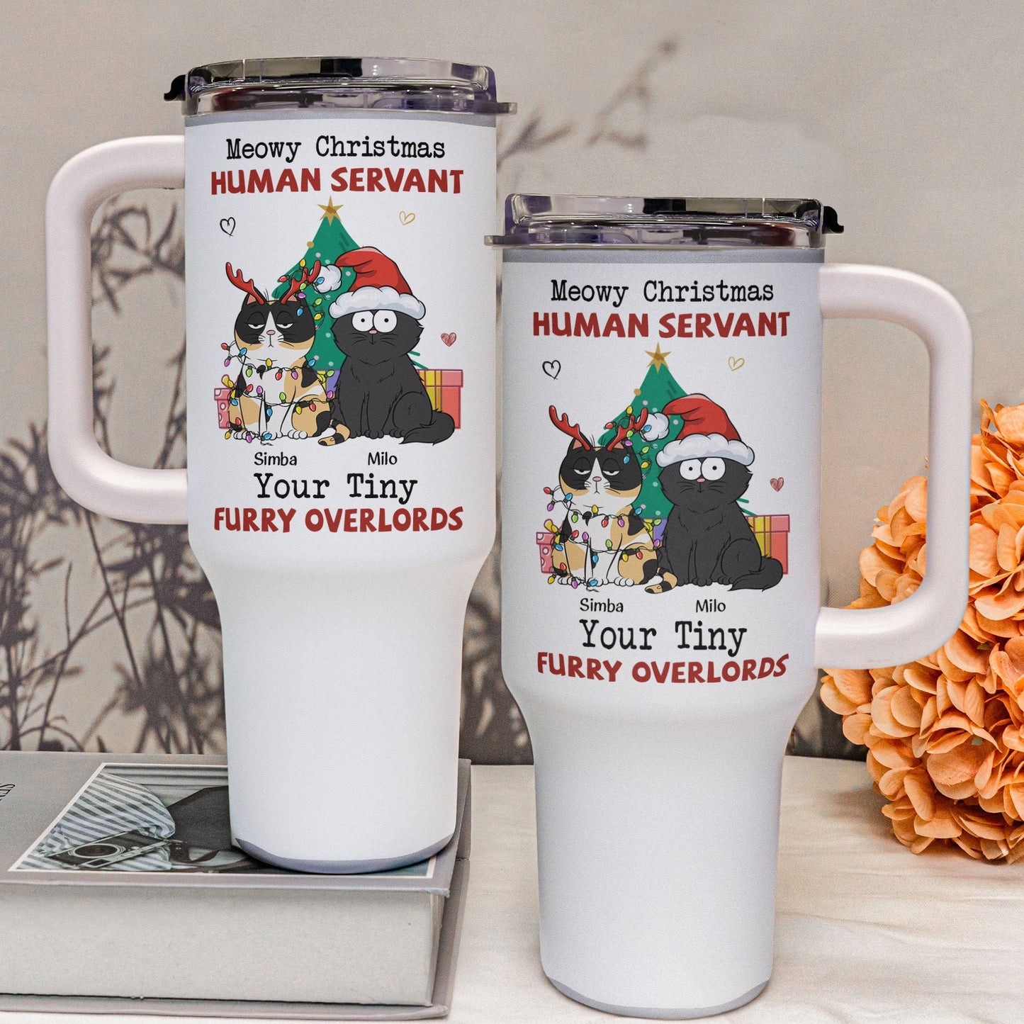 Personalized 40 oz Tumbler With Straw- " Meowy Christmas, Human Servant" - Personalized Gift - Premium Tumbler from Concordia Style Boutique - Just $32.22! Shop now at Concordia Style Boutique