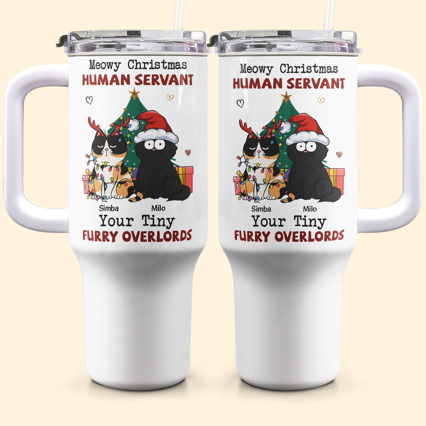 Personalized 40 oz Tumbler With Straw- " Meowy Christmas, Human Servant" - Personalized Gift - Premium Tumbler from Concordia Style Boutique - Just $32.22! Shop now at Concordia Style Boutique