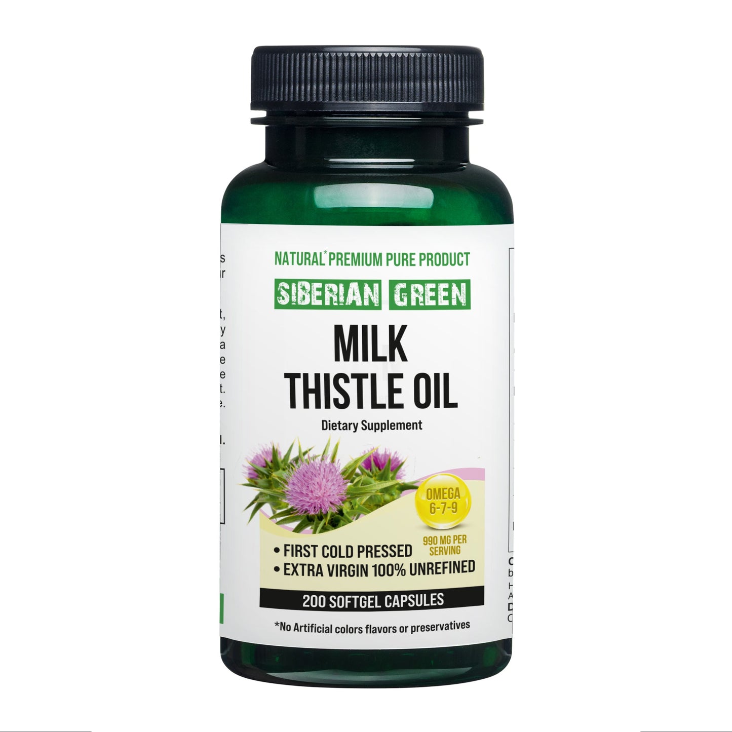 Siberian Green Milk Thistle Oil Capsules 200 Softgels Wild Harvested Siberia Altai Cold Pressed Unrefined - Concordia Style Boutique