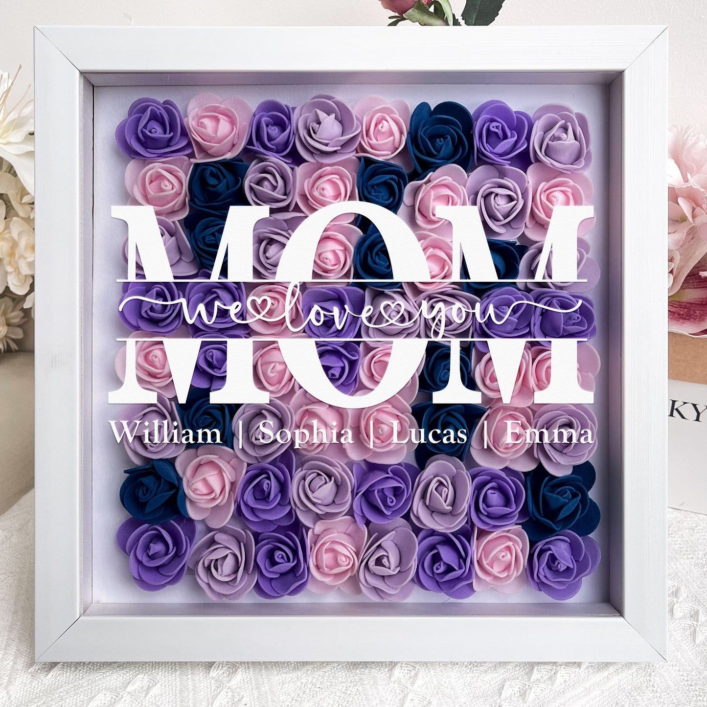 Personalized Flower Shadow Box - "Mom Gift We Love You " - Personalized Gift - Premium Flower Shadow Box from Concordia Style Boutique - Just $37.38! Shop now at Concordia Style Boutique