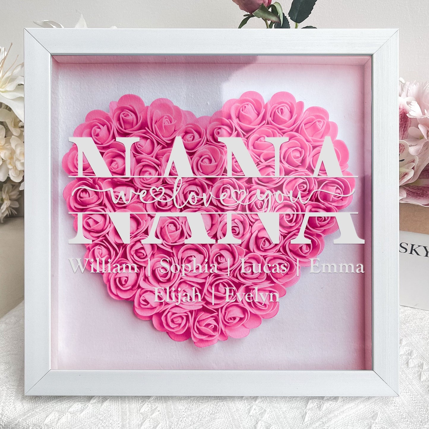 Personalized Flower Shadow Box - "Mom Gift We Love You " - Personalized Gift - Premium Flower Shadow Box from Concordia Style Boutique - Just $37.38! Shop now at Concordia Style Boutique