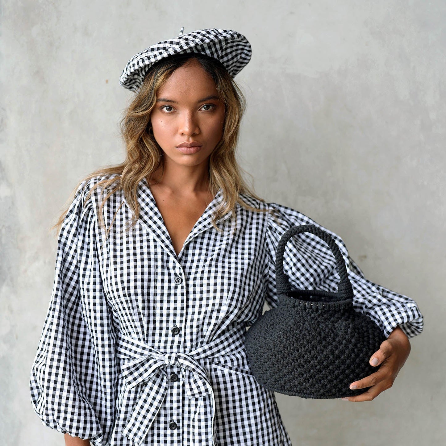 NAGA Macrame Bucket Bag In Black