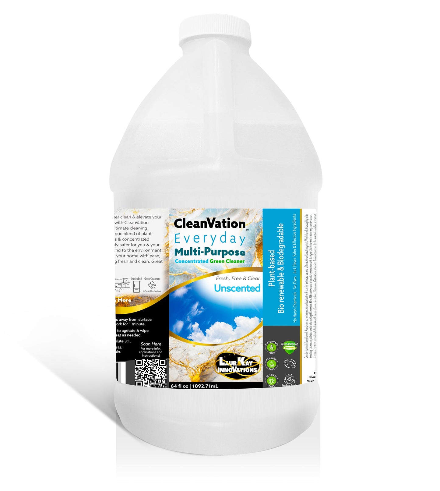 CleanVation Everyday™ 64 fl oz Refill: All Purpose Safer & Effective Concentrated Multi-Surface Cleaner