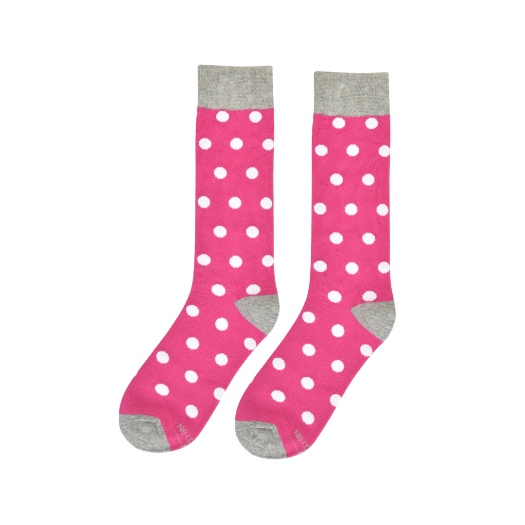 Fuchsia with White Polka Dot Socks