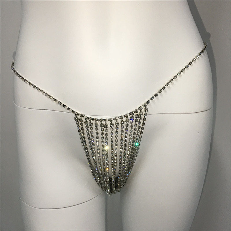 Accessories Rhinestone Waist Chain Ornament Sexy Multi Layer Tassel Flashing Bikini Swimsuit Drill Chain Underwear Women