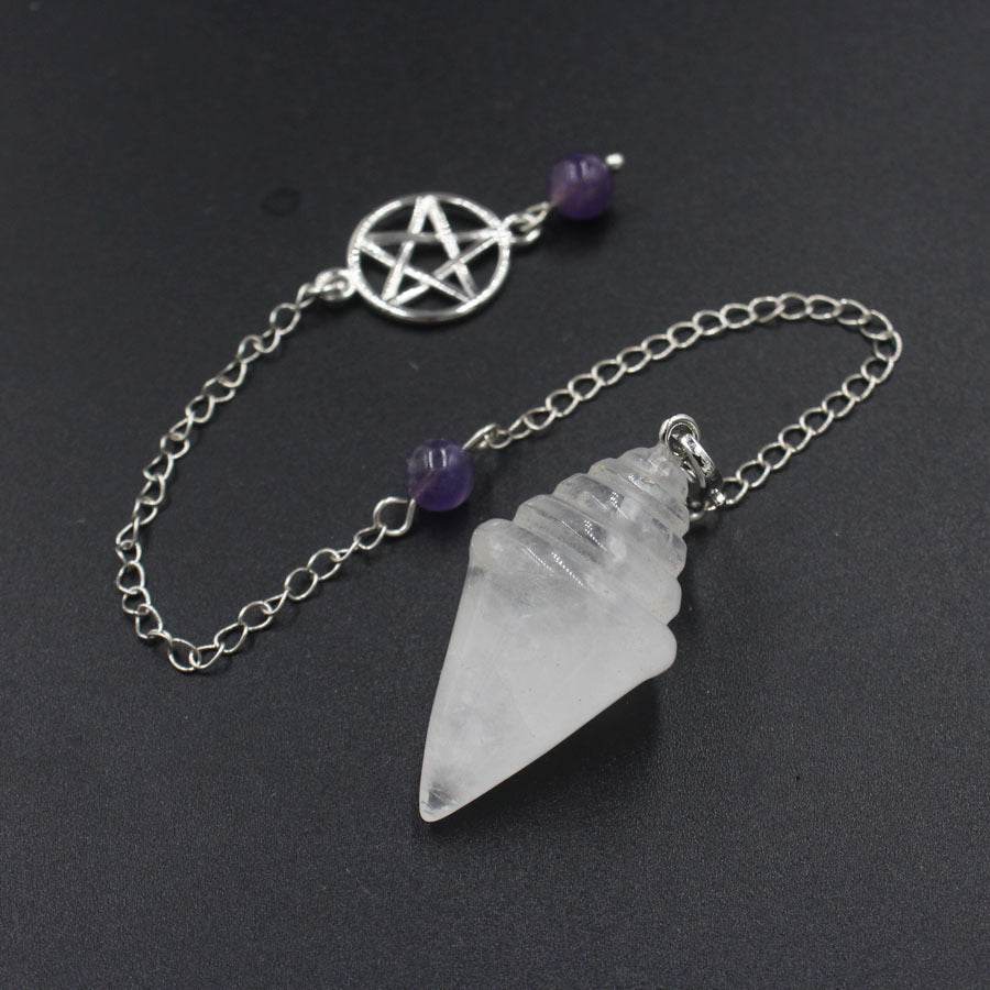 Natural Stone Cone Crystal Pendulum Pendant - Concordia Style Boutique