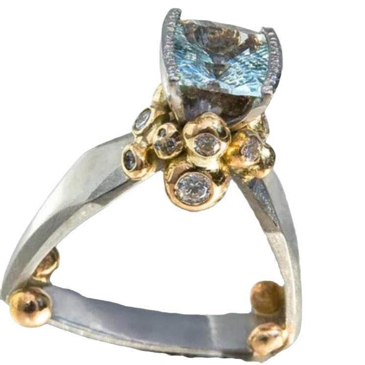 Electroplated Two-color Blue Diamond Zircon Ring - Concordia Style Boutique