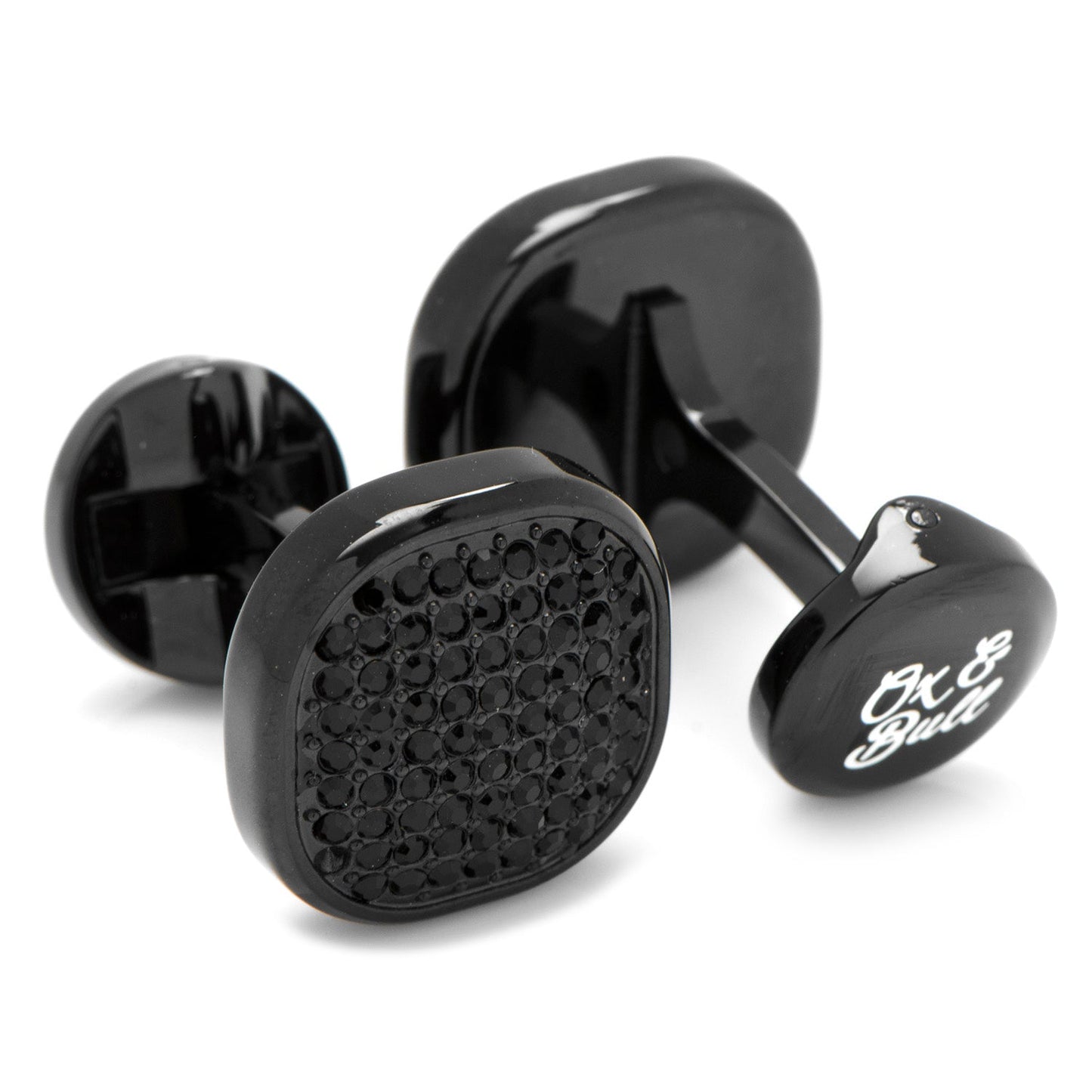 Black Stainless Steel Black Pave Crystal Cufflinks - Concordia Style Boutique