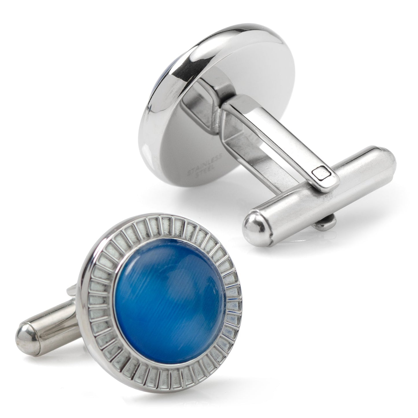 Radiant Blue Catseye Stainless Steel Cufflinks - Concordia Style Boutique