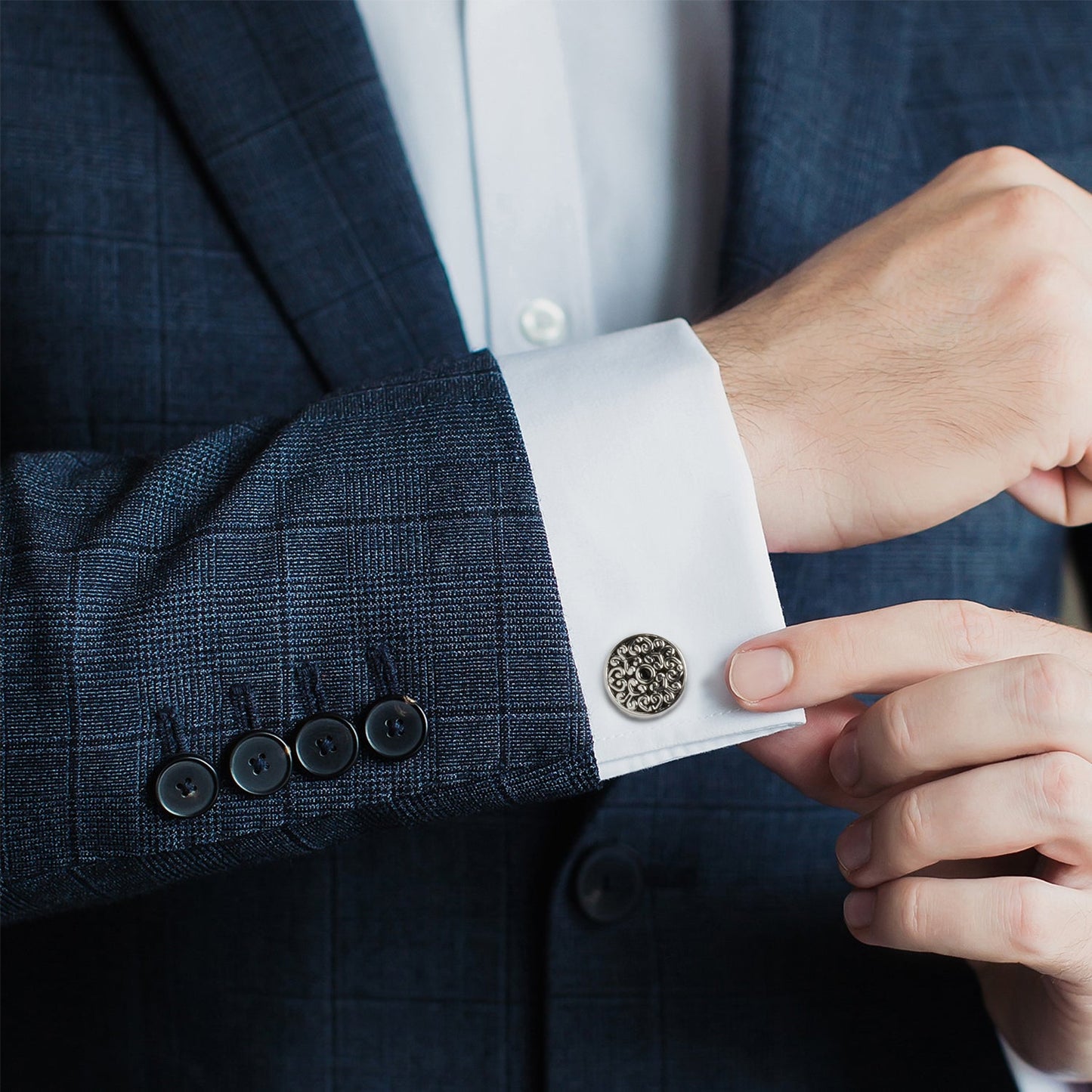 Antique Filigree Round Cufflinks - Concordia Style Boutique