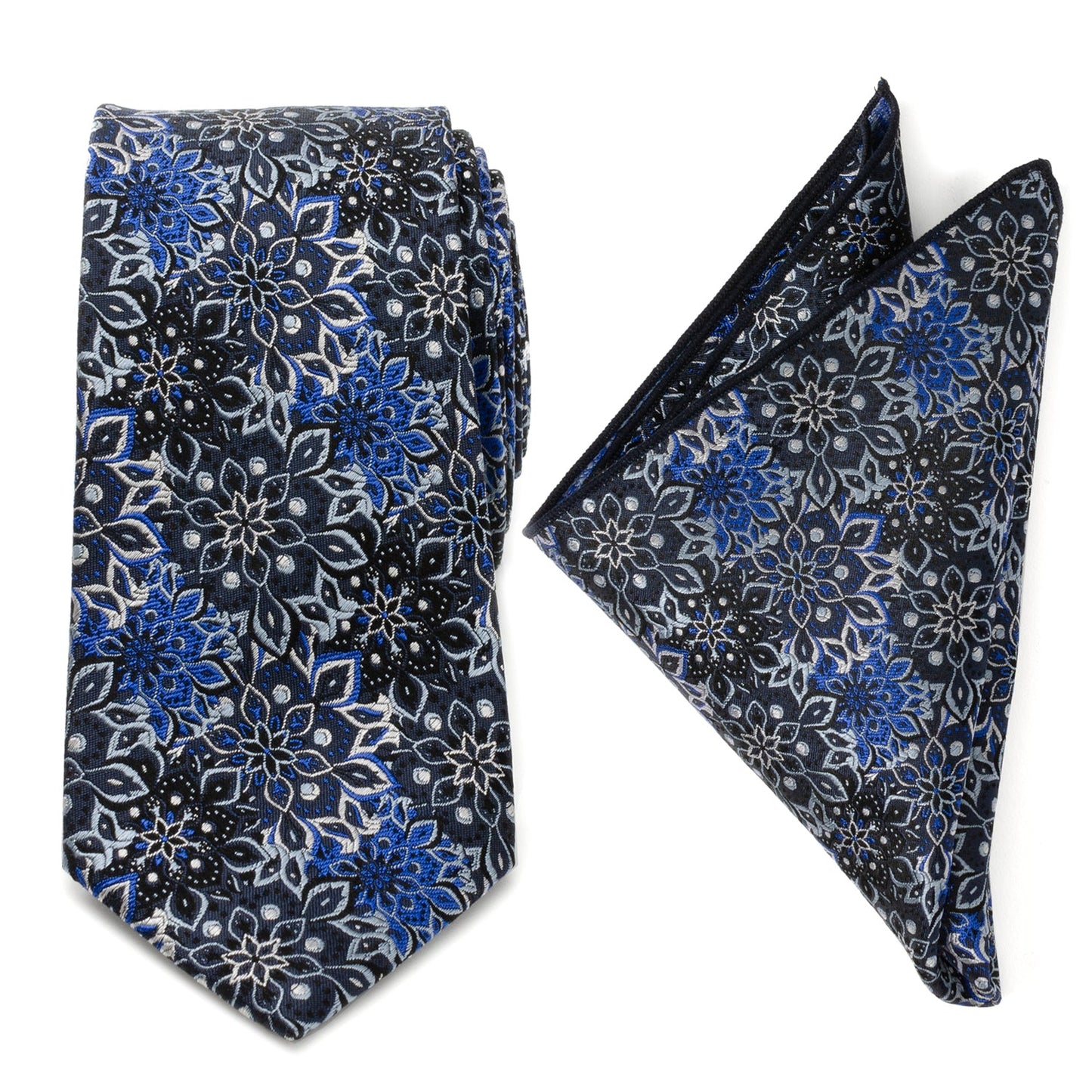 Navy Floral Tie and Pocket Square Gift Set - Concordia Style Boutique