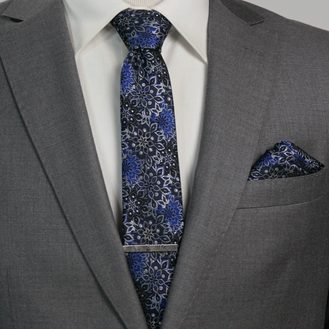 Navy Floral Pocket Square - Concordia Style Boutique