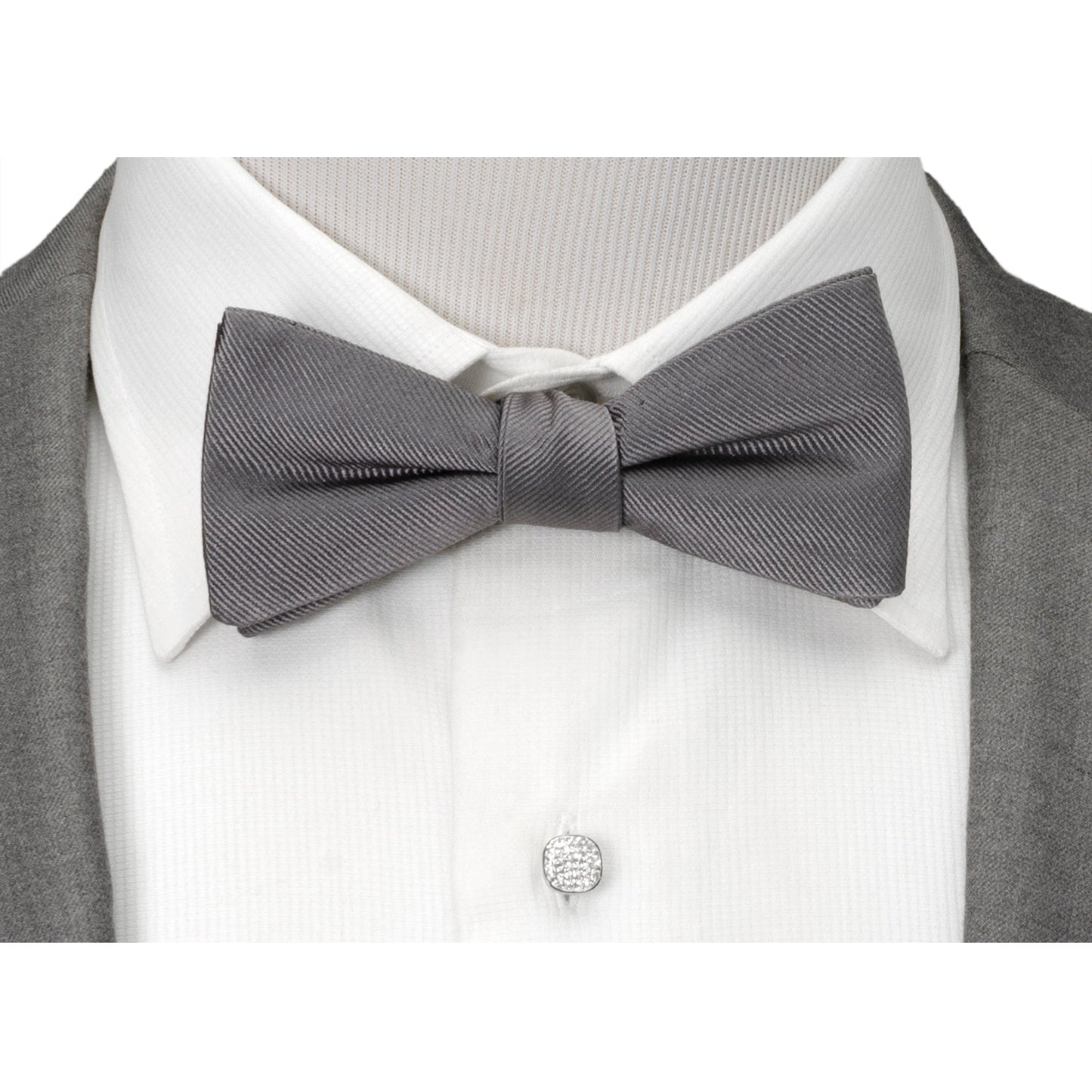 Gray Silk Bow Pre-Tie - Concordia Style Boutique