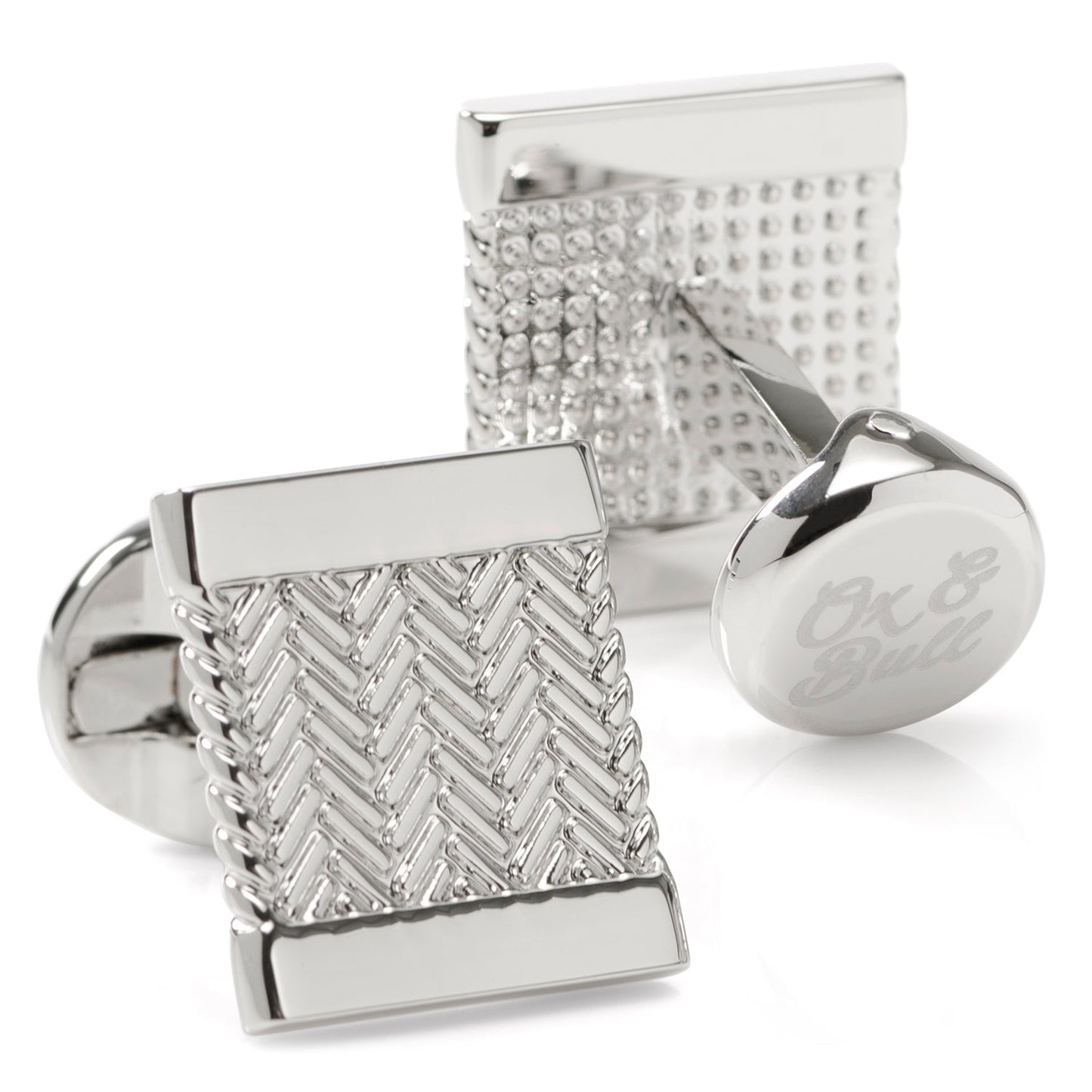Silver Herringbone Cufflinks - Concordia Style Boutique
