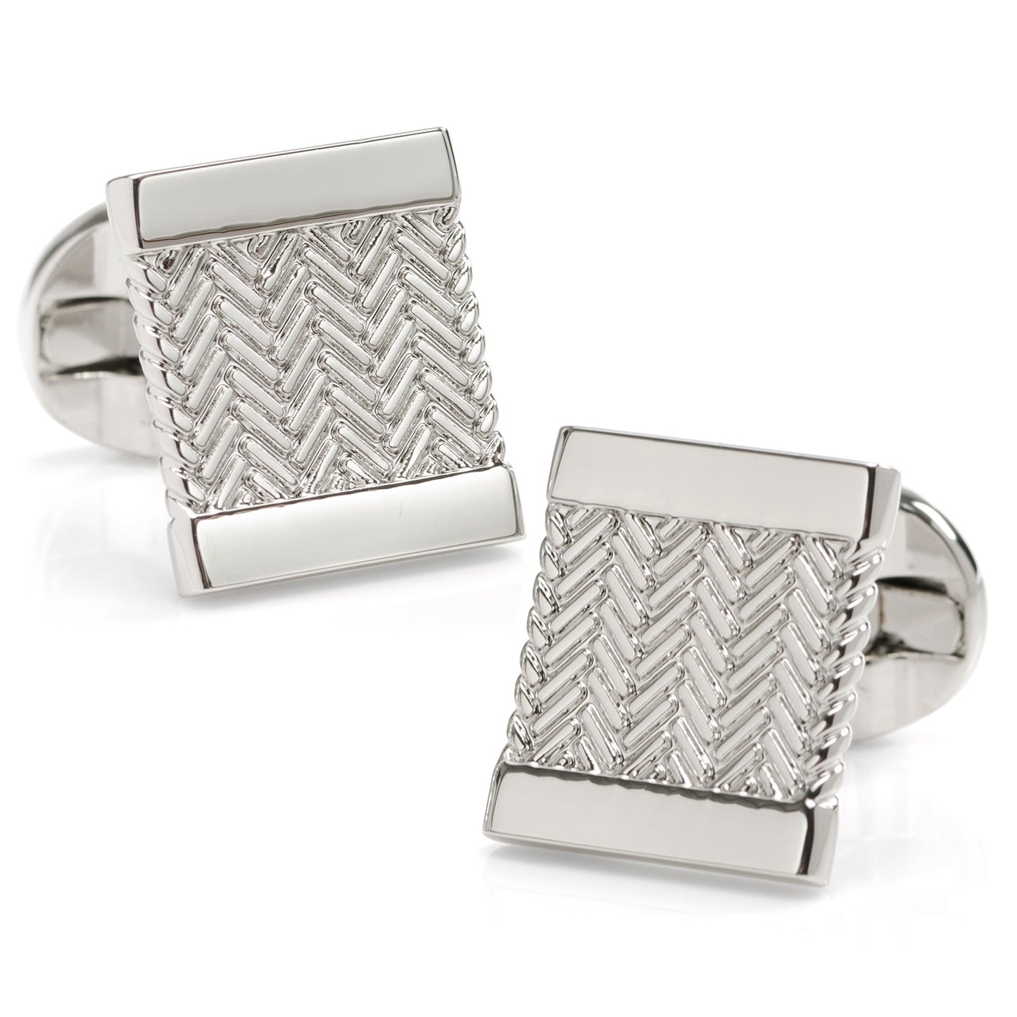 Silver Herringbone Cufflinks - Concordia Style Boutique