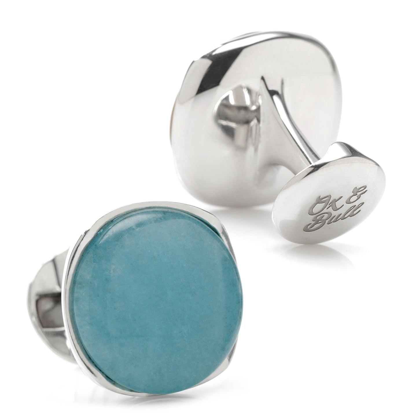 Sterling Silver Classic Formal Aquamarine Jade Cufflinks - Concordia Style Boutique
