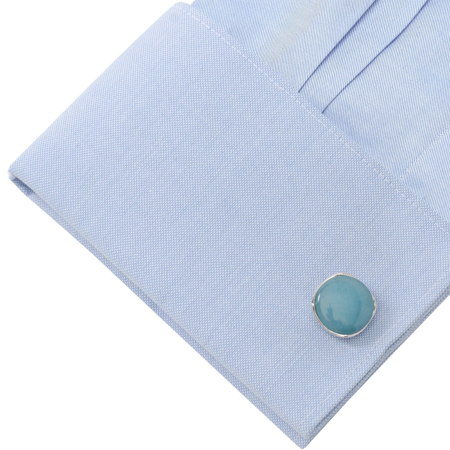Sterling Silver Classic Formal Aquamarine Jade Cufflinks - Concordia Style Boutique