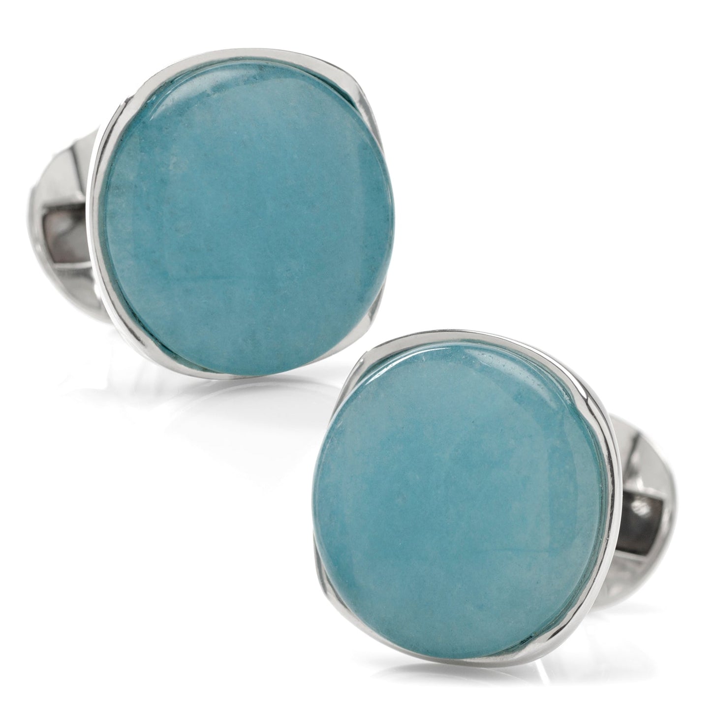 Sterling Silver Classic Formal Aquamarine Jade Cufflinks - Concordia Style Boutique