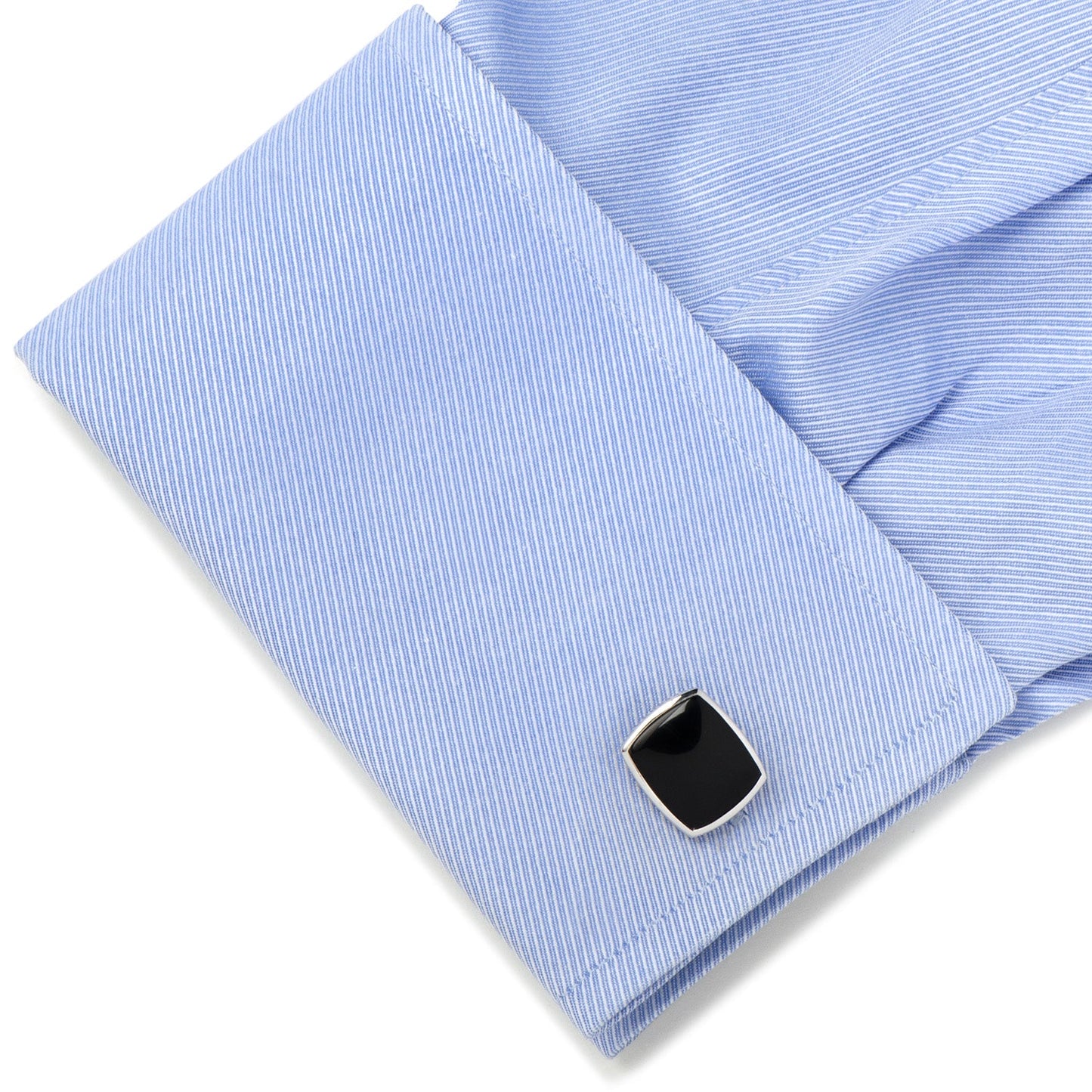 Sterling Silver Classic Cushion Onyx Cufflinks - Concordia Style Boutique