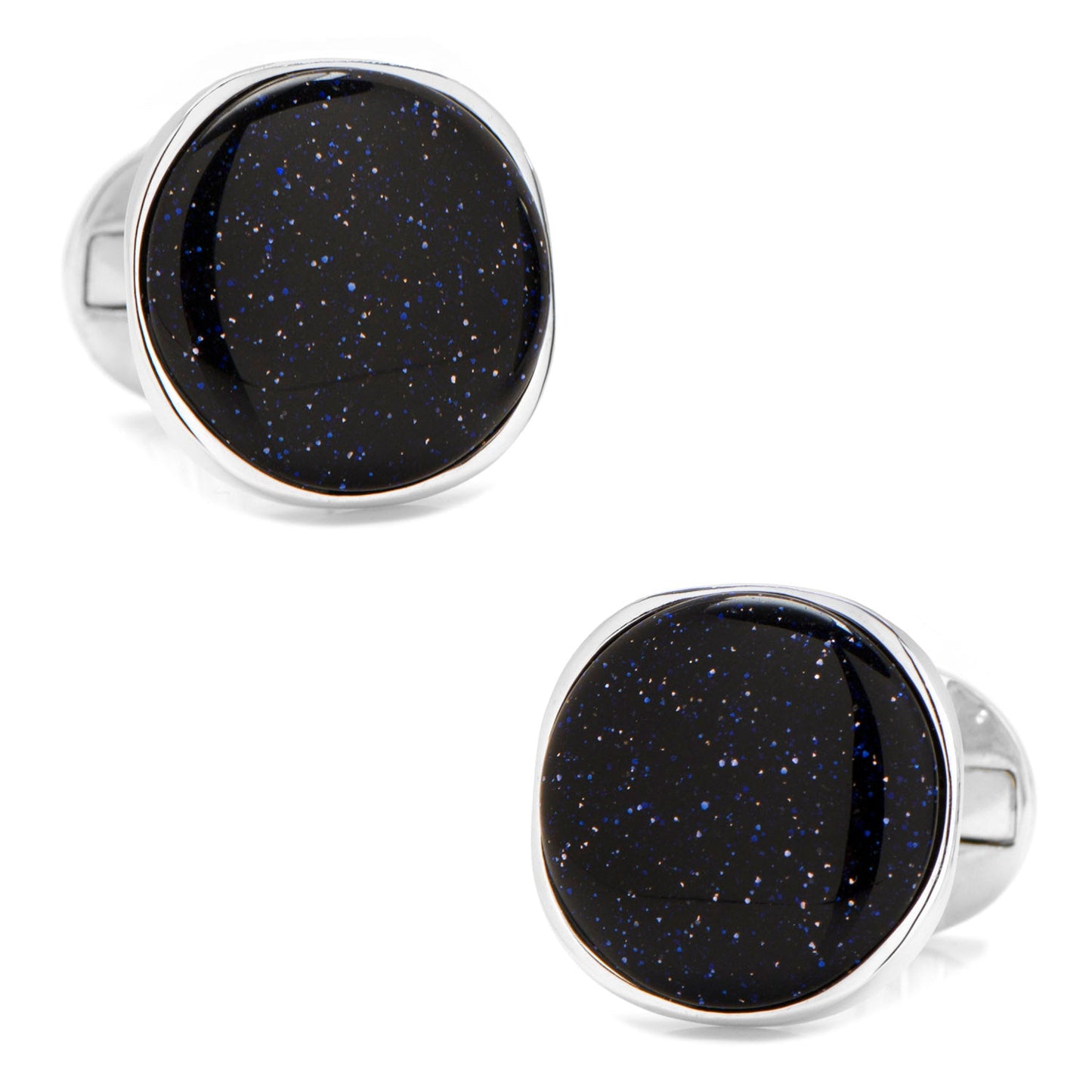 Sterling Silver Classic Round Blue Goldstone Cufflinks - Concordia Style Boutique