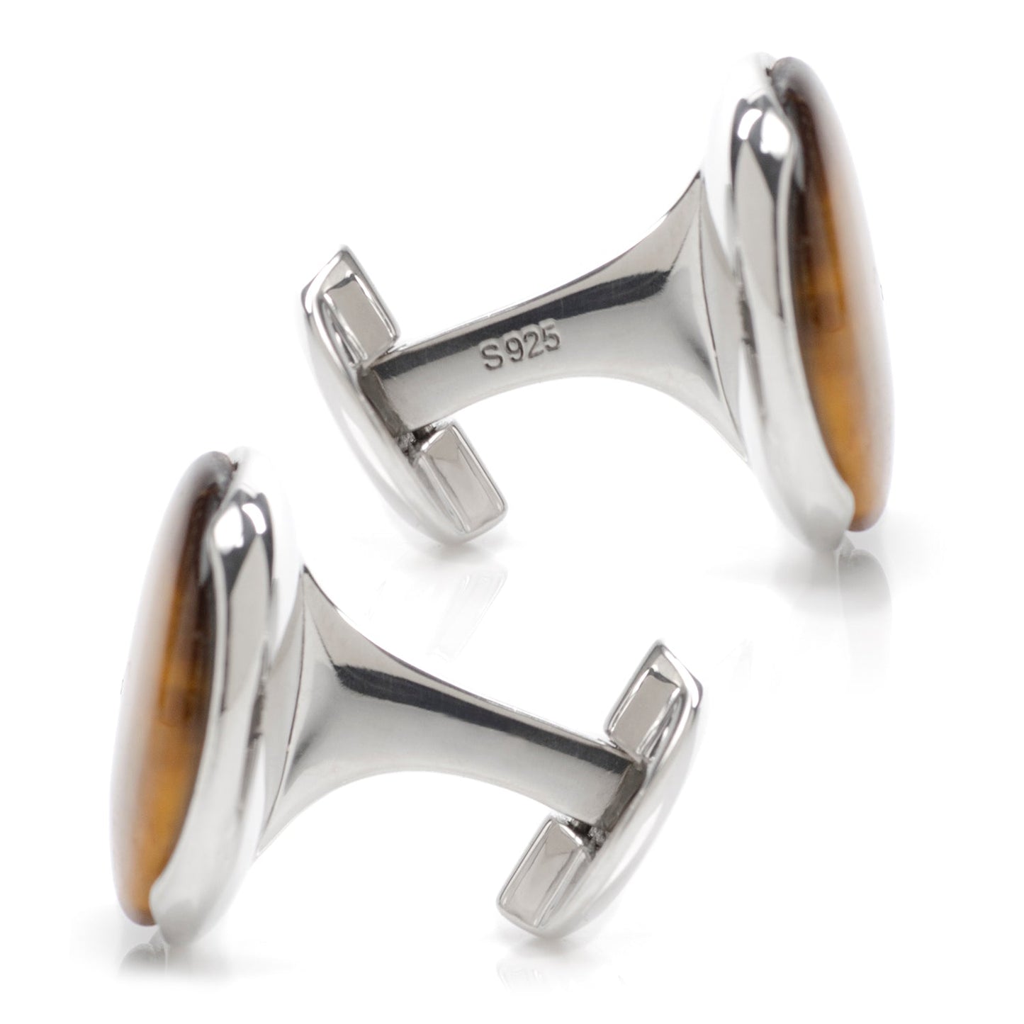 Sterling Silver Classic Formal Tigers Eye Cufflinks - Concordia Style Boutique
