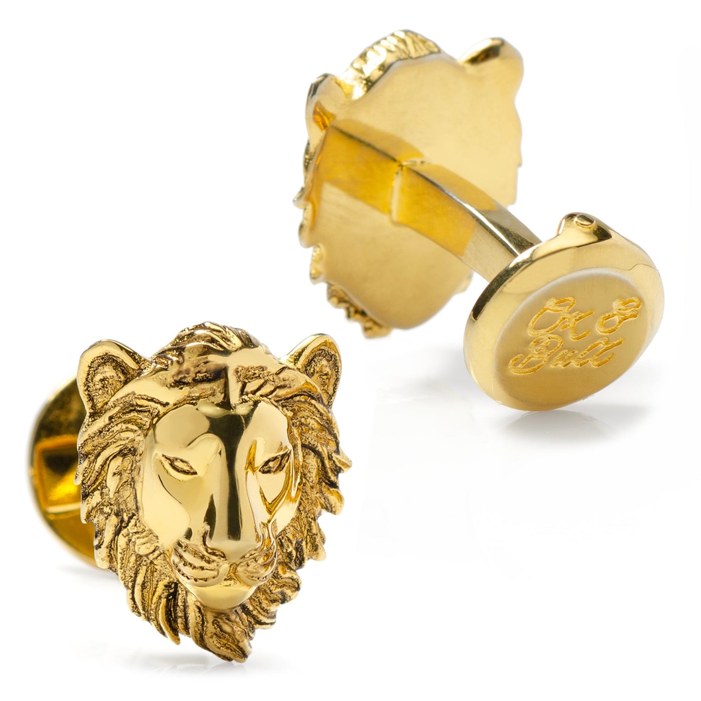 Gold Plated Sterling Lion Head Cufflinks - Concordia Style Boutique