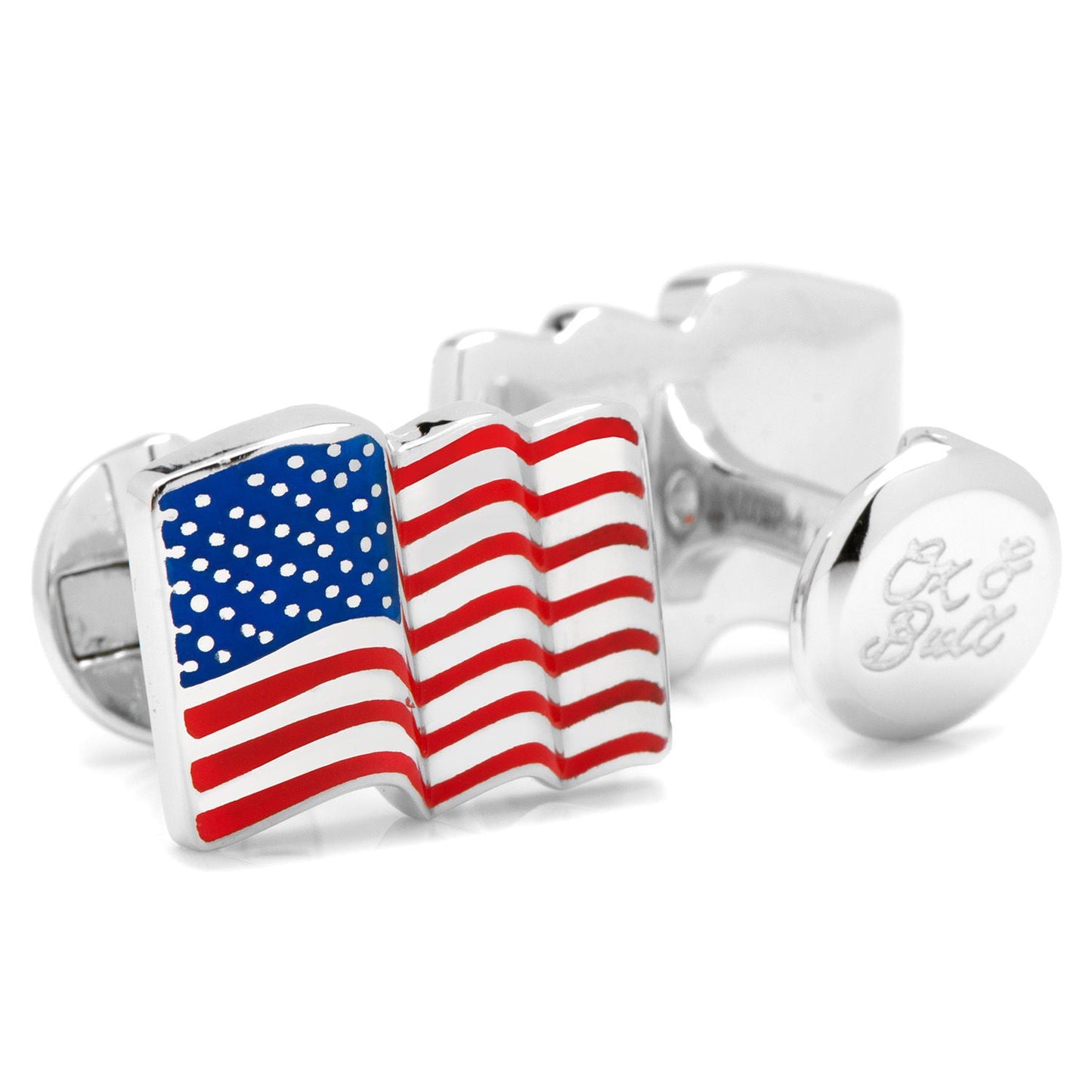 Sterling Silver Waving American Flag Cufflinks - Concordia Style Boutique