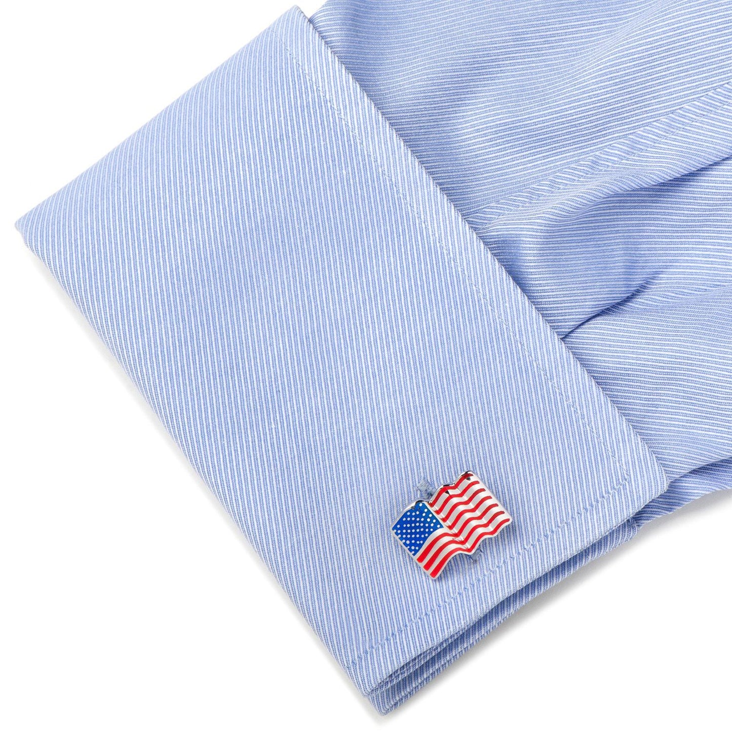 Sterling Silver Waving American Flag Cufflinks - Concordia Style Boutique