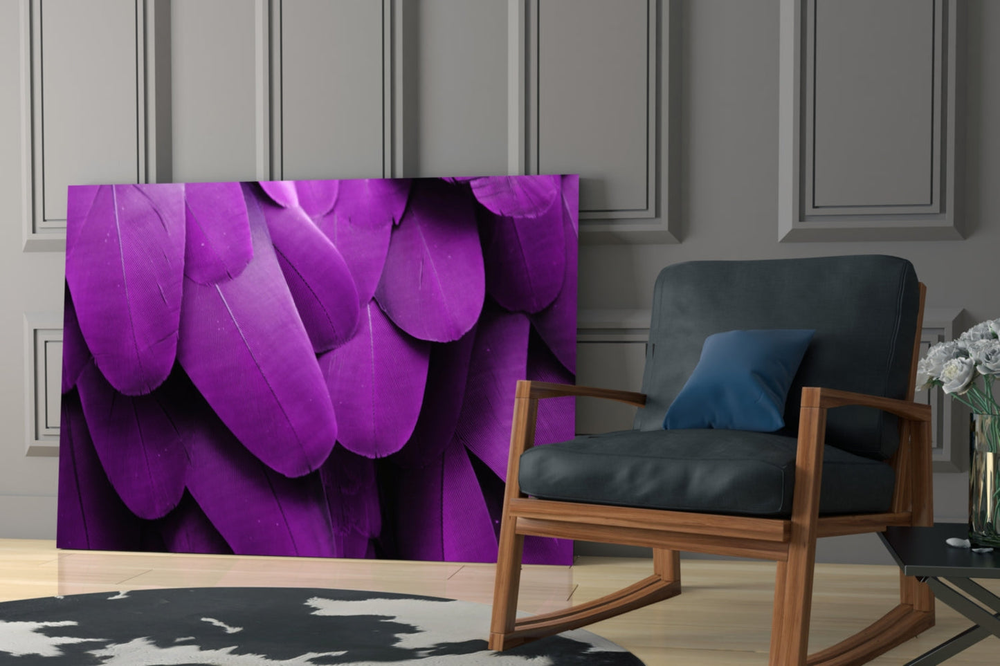 Bird Feathers Glass Wall Art