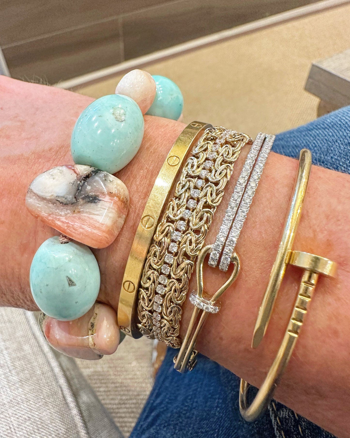 Agate, Peruvian Opal Bead Bracelet