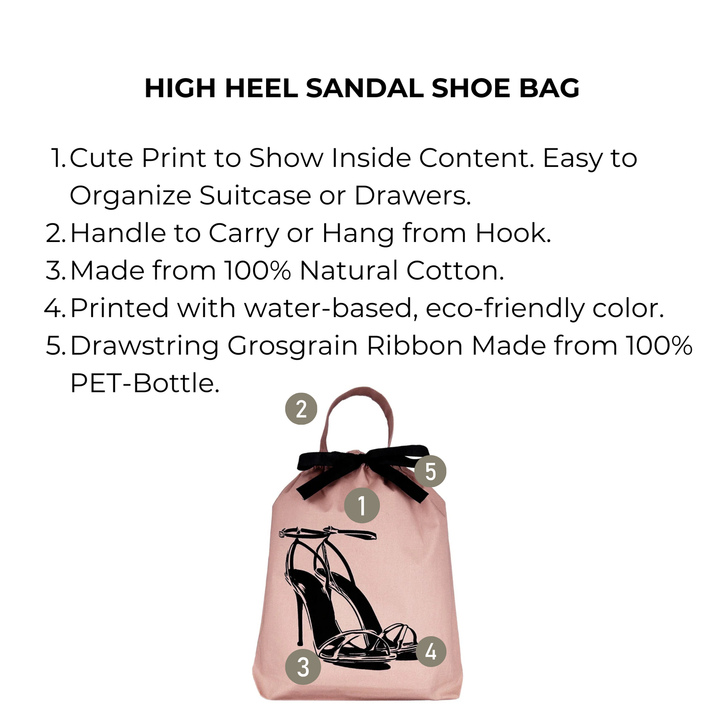 High Heel Sandal Shoe Bag, Pink/Blush - Concordia Style Boutique