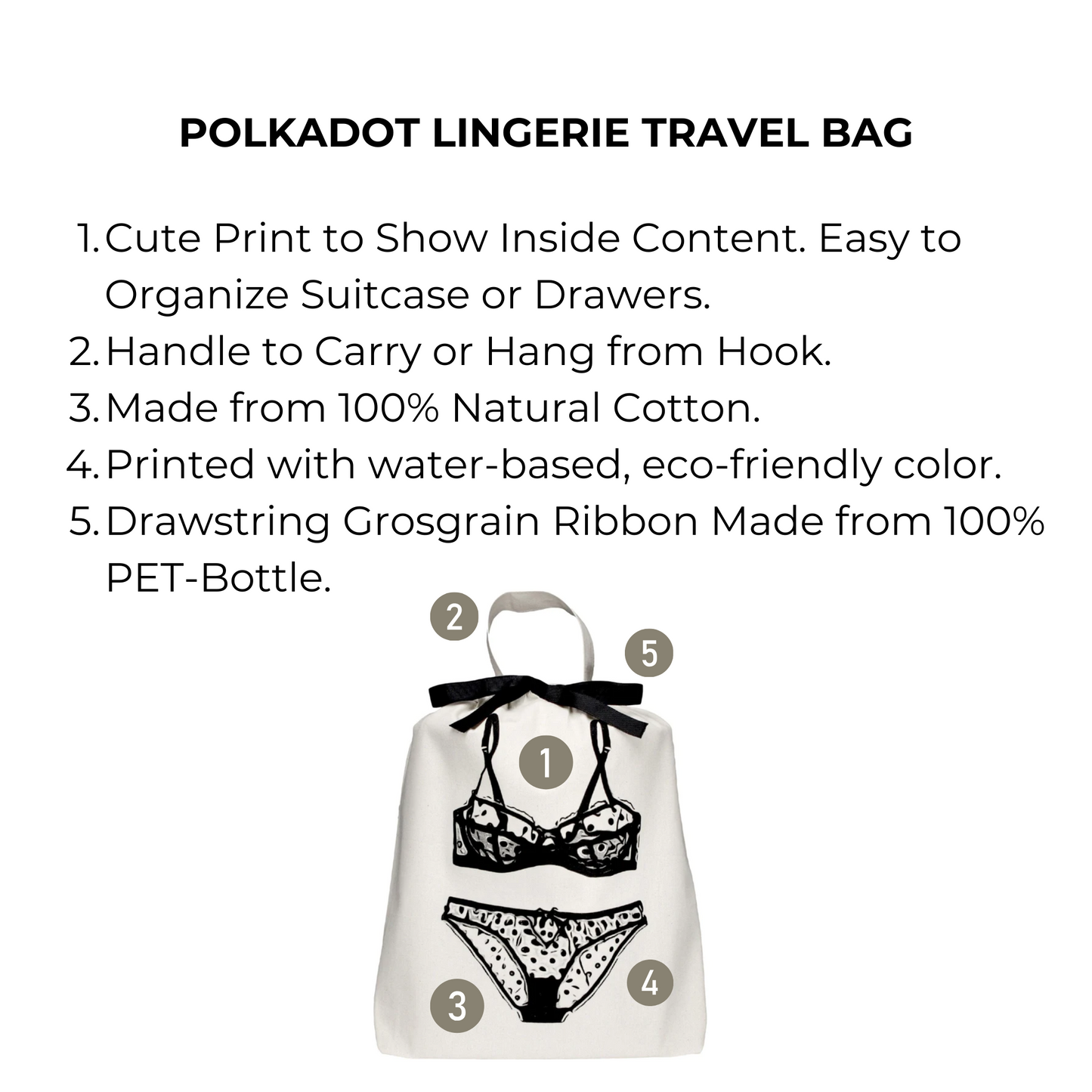 Polkadot Lingerie Travel Bag, Cream - Concordia Style Boutique
