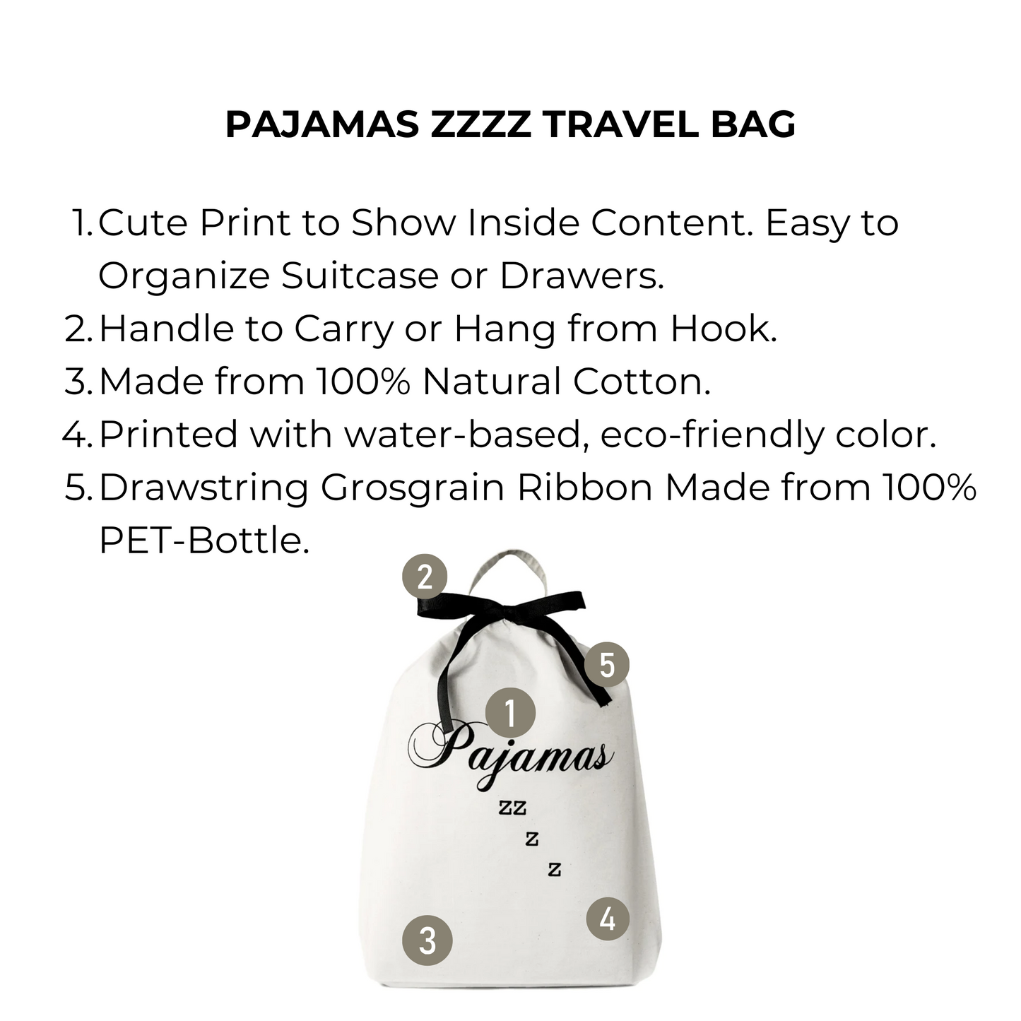 Pajamas Zzzz Travel Bag, Cream - Concordia Style Boutique
