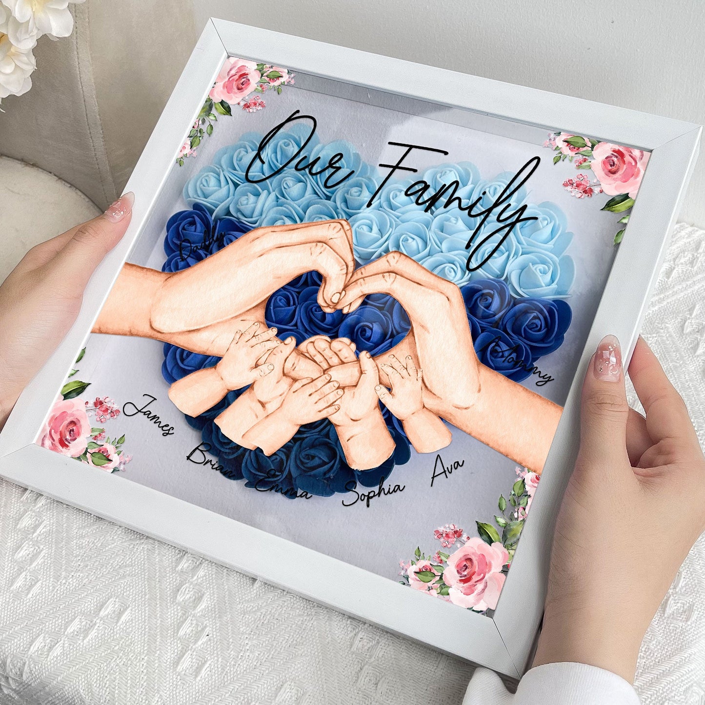 Personalized Flower Shadow Box - "Our Family Hands " - Personalized Gift - Premium Flower Shadow Box from Concordia Style Boutique - Just $33.36! Shop now at Concordia Style Boutique