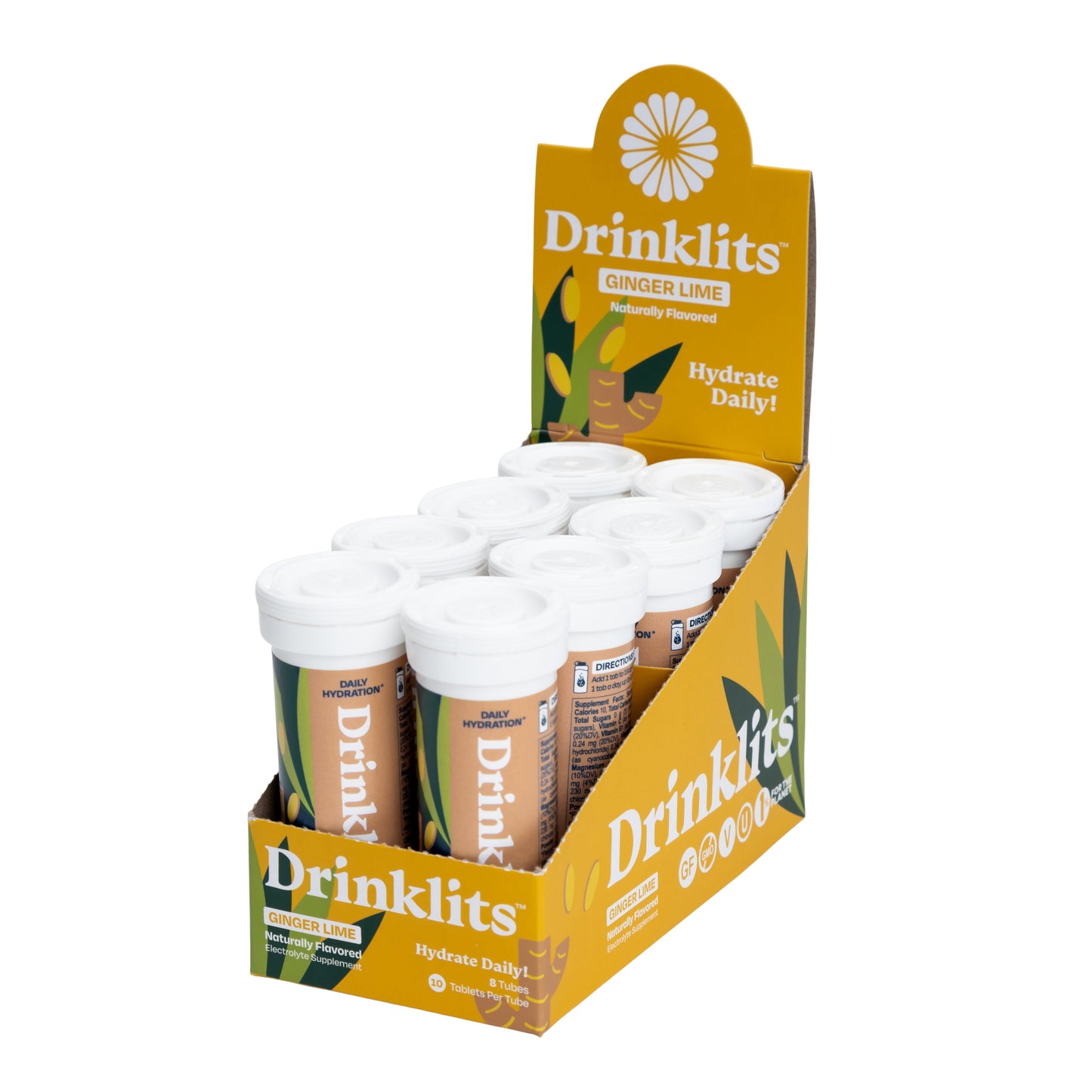 GINGER-LIME Electrolyte Tablets for Daily Hydration (8 Tubes, 80 Servings) - Concordia Style Boutique