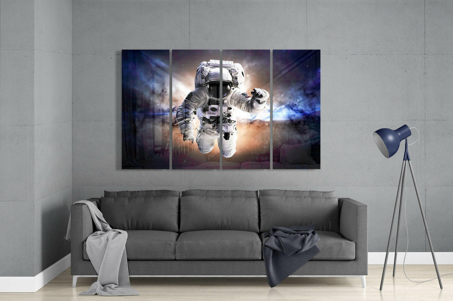 Astronaut 4 Pieces Mega Glass Wall Art (59"x36")