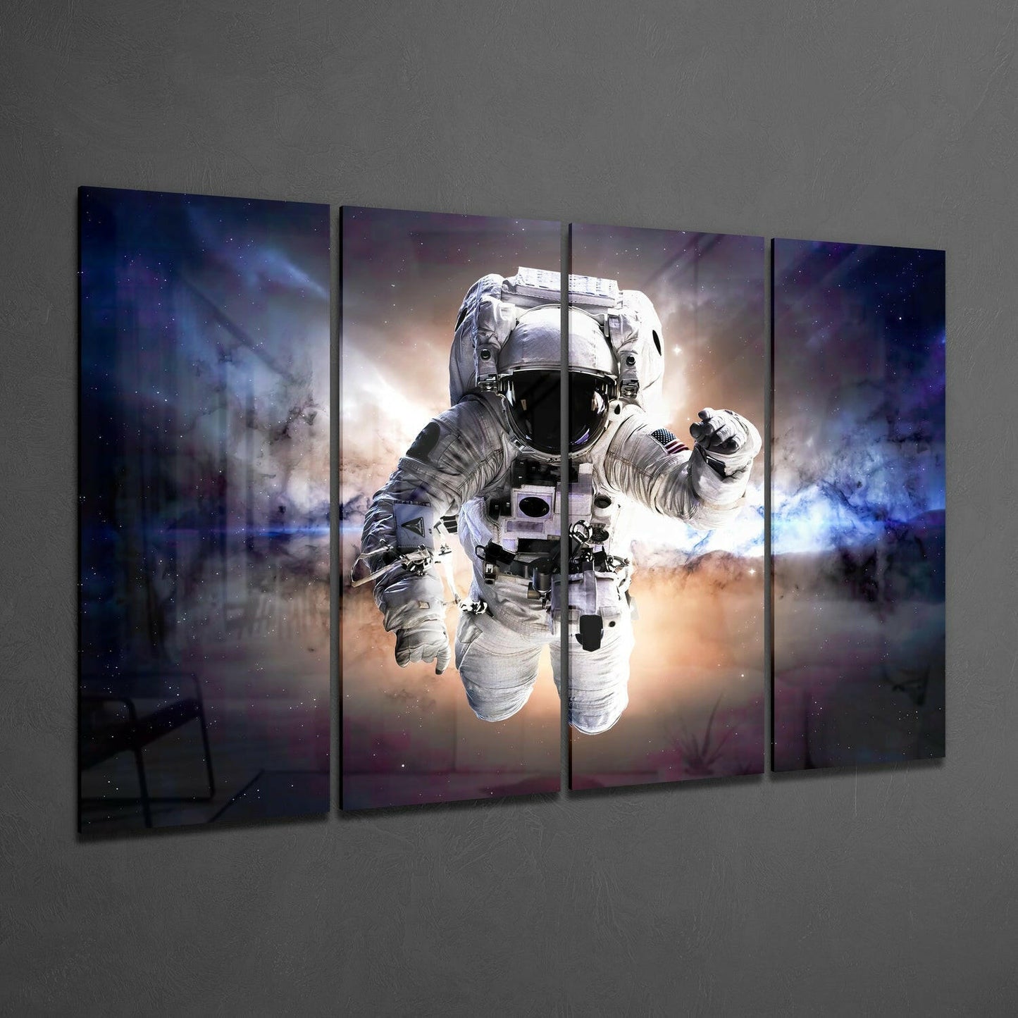 Astronaut 4 Pieces Mega Glass Wall Art (59"x36")