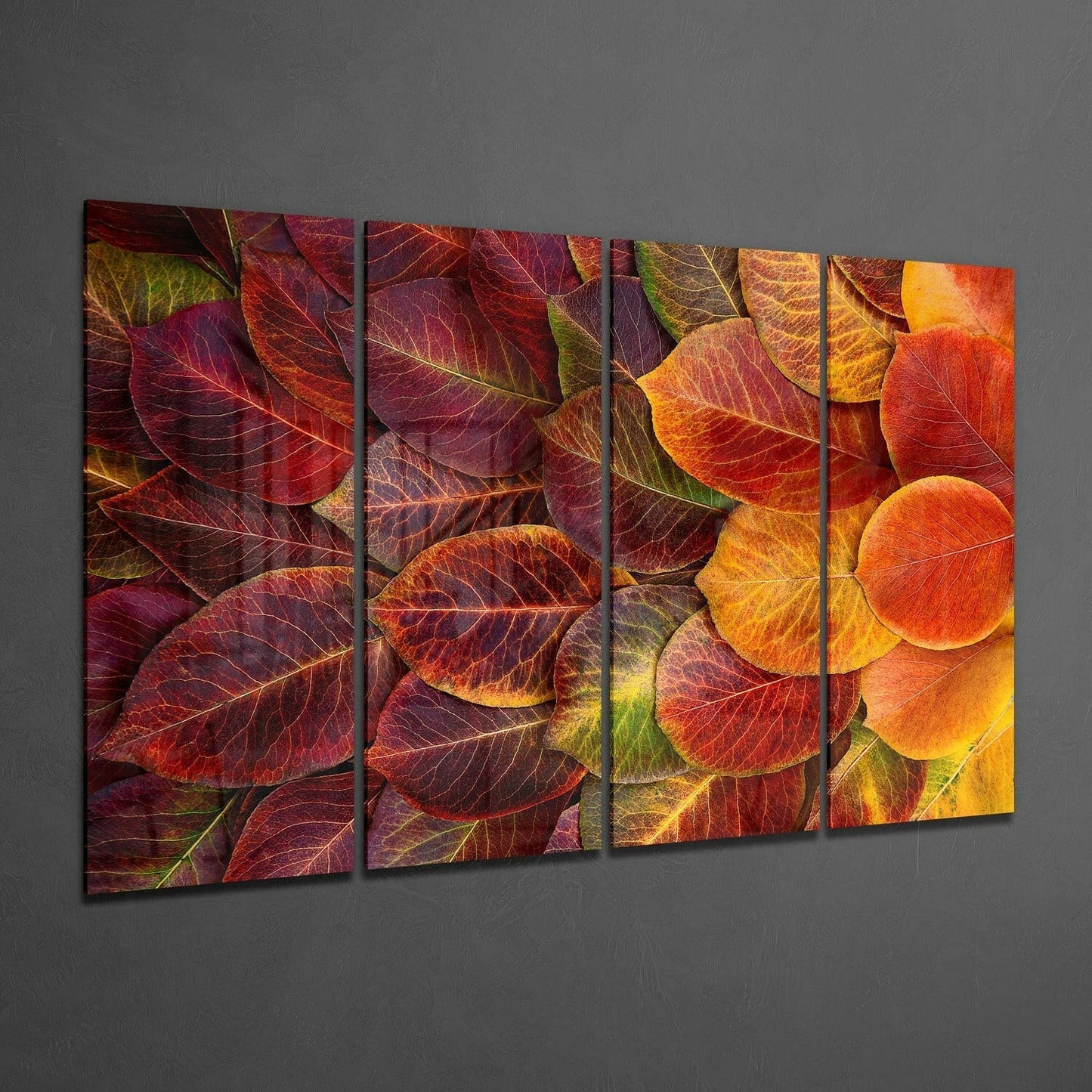 Autumn Leaves 4 Pieces Mega Glass Wall Art (59"x36")