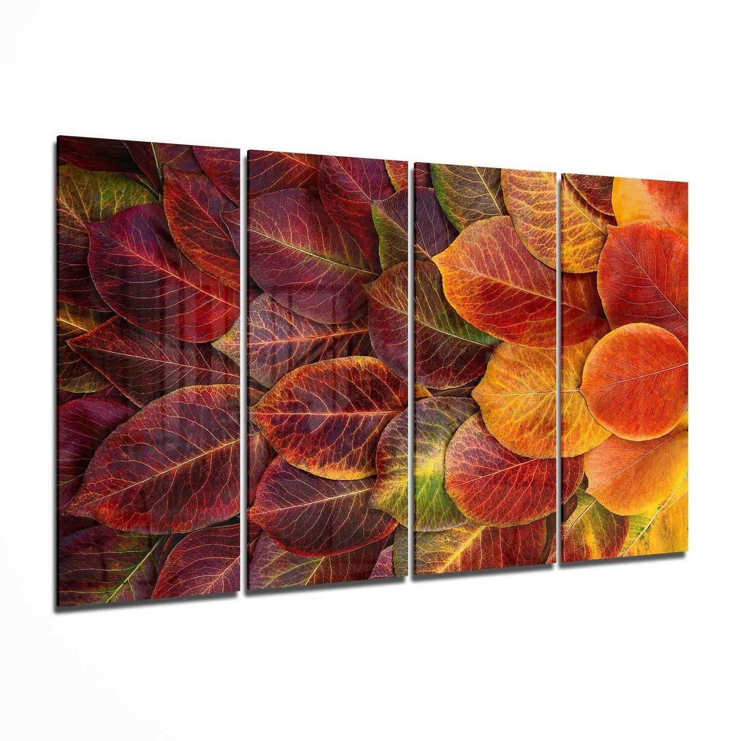 Autumn Leaves 4 Pieces Mega Glass Wall Art (59"x36")