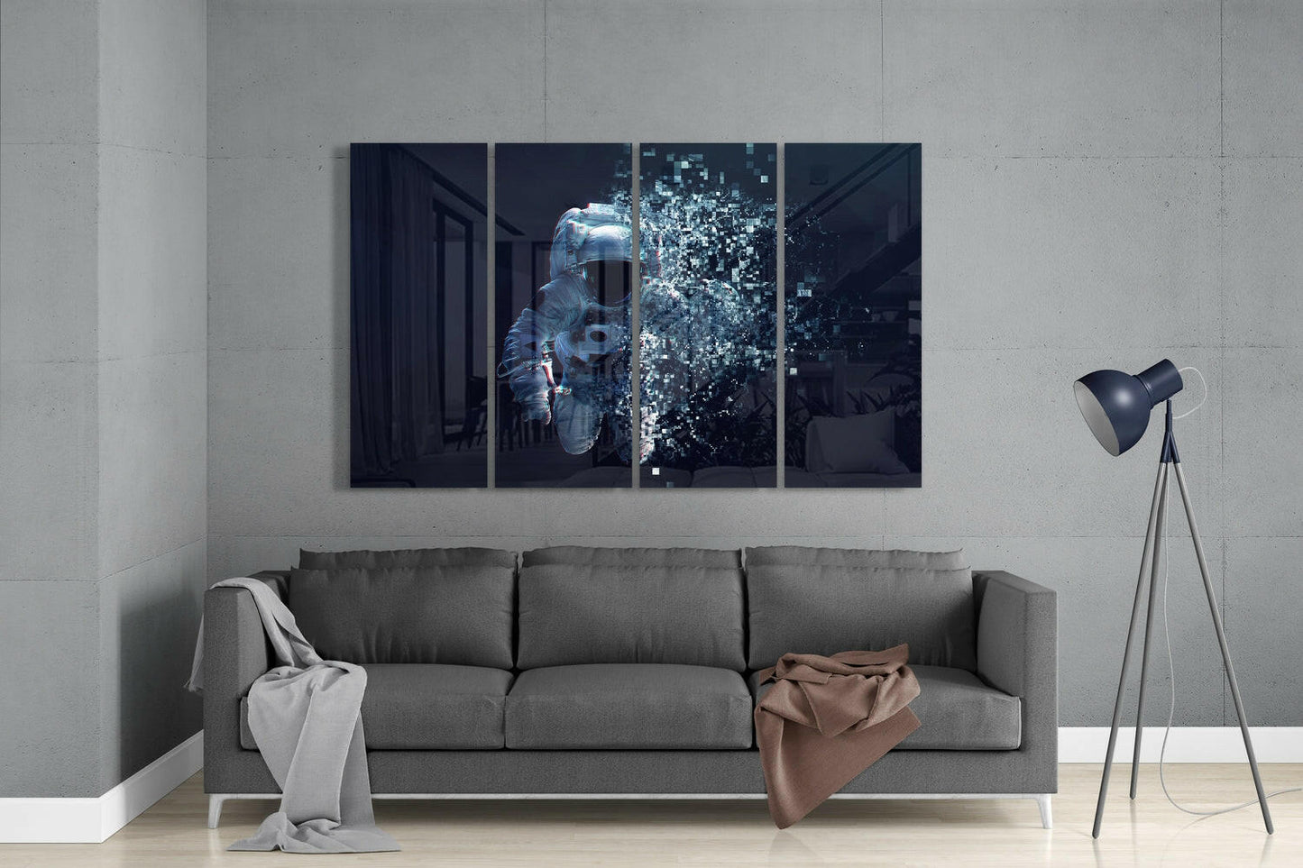 Astronaut 4 Pieces Mega Glass Wall Art (59"x36")