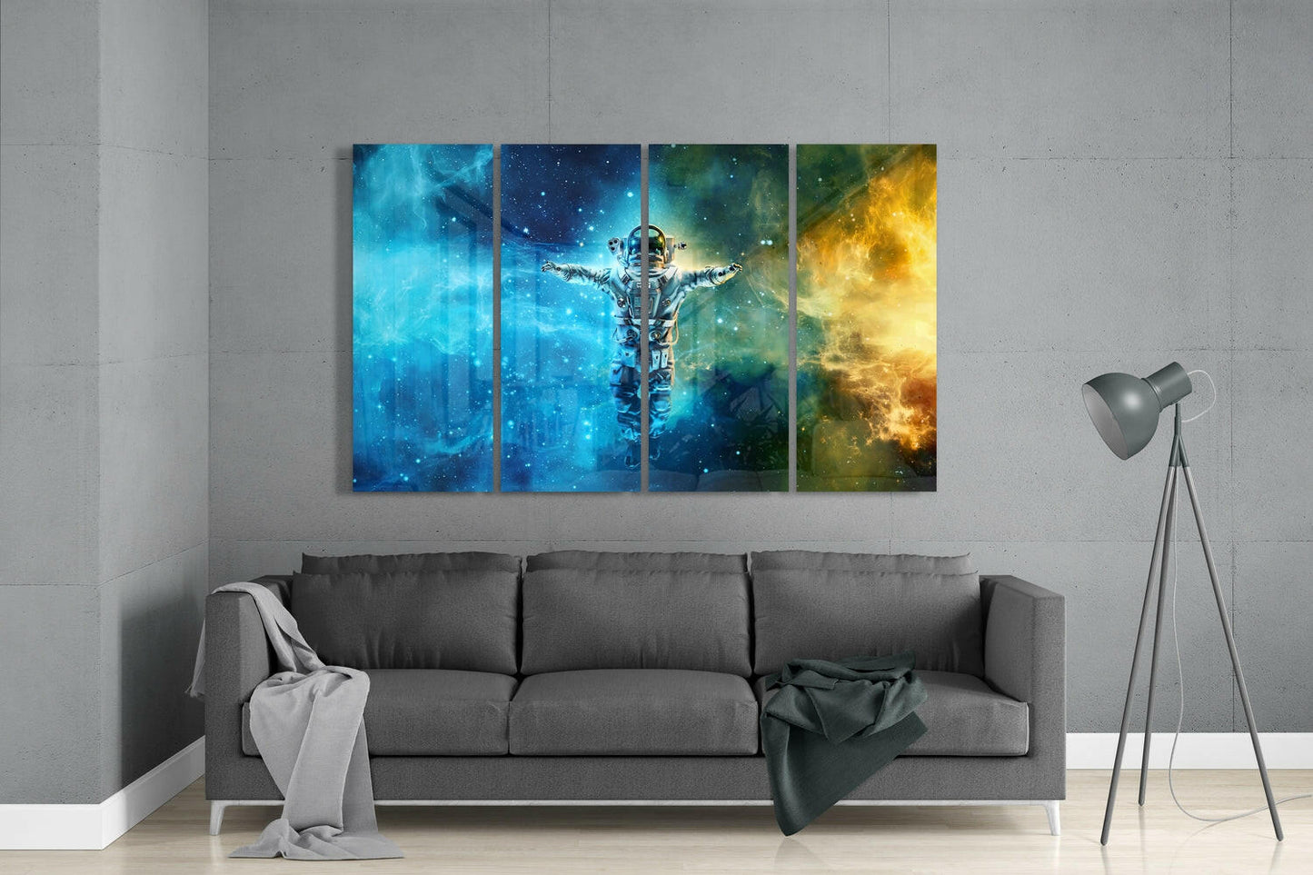 Astronaut 4 Pieces Mega Glass Wall Art (59"x36")
