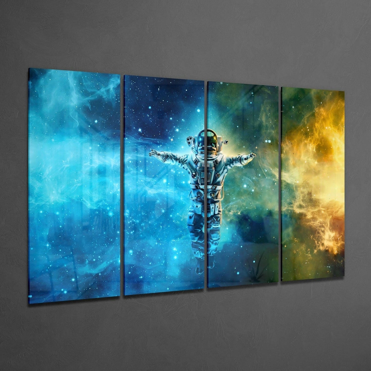 Astronaut 4 Pieces Mega Glass Wall Art (59"x36")