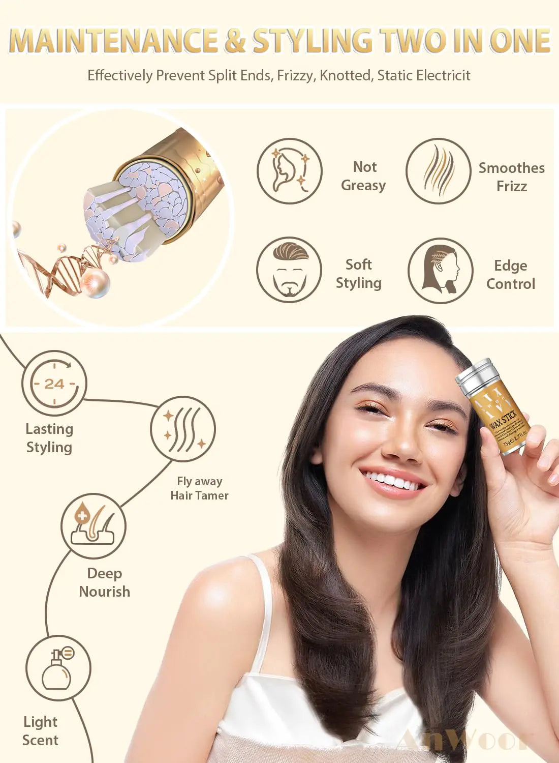 AnWoor Hair Wax Stick for Hair Wigs and Edge Control - Concordia Style Boutique