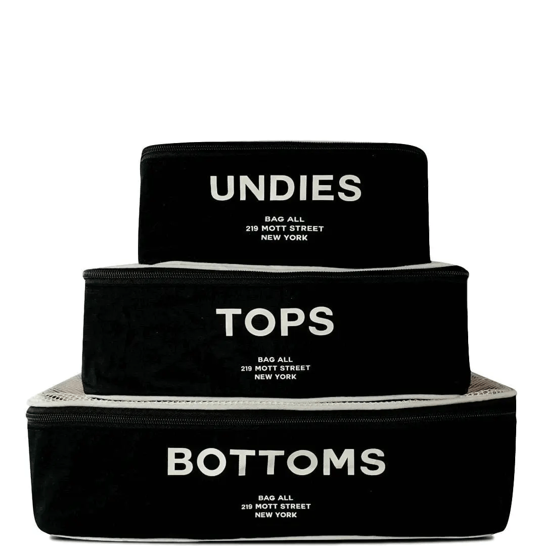 Cotton Packing Cubes, Print, 3-pack Black - Concordia Style Boutique