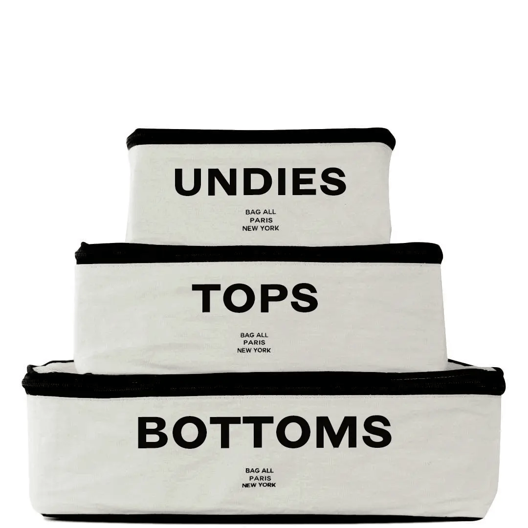 Cotton Packing Cubes, Print, 3-pack Cream - Concordia Style Boutique